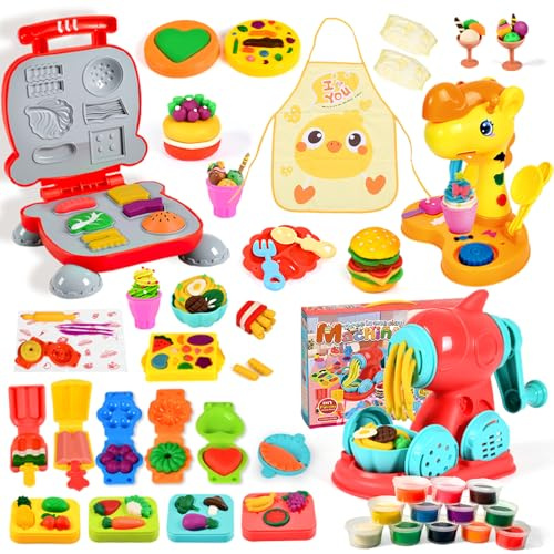 WUSUPU Formine per Plastilina,52 Pezzi, Pasta Modellabile Bambini Plastilina Bambini,Argilla da Modellare Include 12 Vasetti Plastilina,Giochi Bambini Regalo per Ragazzi e Ragazze dai 3 ai 12 Anni