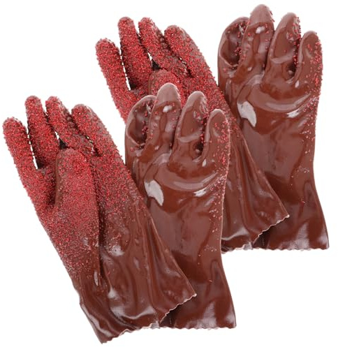 DIYEAH 2 Pairs Reusable Pvc Plumbing Gloves Snake Shape Design, Waterproof and Sturdy for Professional Male Plumbers, Heavy Duty Non-slip Utility Gloves for Drain Cleaning | Snake Shape, Antislip Design, Waterproof Protection, for Male Plumbers and Industry Professionals