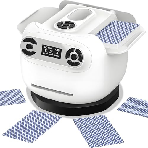 Denash Automatischer Karten Shuffler und Händler, 2-in-1-Mischkarten Mischmaschine mit Kabinen, 360 ° Rotierende Kartenhändler für Verschiedene Pokerspiele