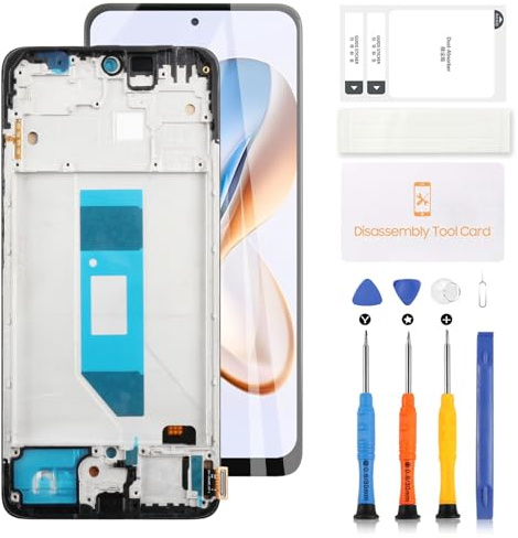 LADYSON Écran TFT LCD pour Xiaomi Redmi Note 14 4G 24117RN76G, 24117RN76O, 24117RN76E LCD Affichage Écran Tactile Numériseur Ensemble de Pièces de Réparation avec Outils (Noir avec Cadre, Sans