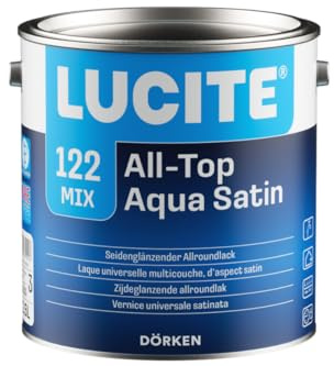 LUCITE 122 All-Top Aqua satin, 0,5L - Seidenglänzender, wasserbasierter, dickschichtiger Allroundlack auf Spezial-Acrylatbasis. Ein-Topf-System zur Grund- u. Decklackierung im Innen- und Außenbereich