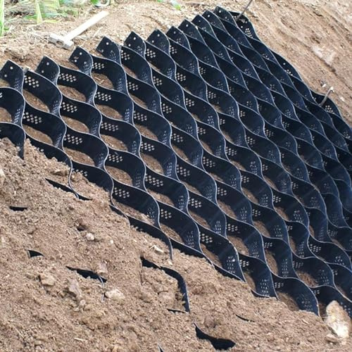 geocell - Rejilla de suelo antideslizante, sistema de estabilización de suelos/subgrados, 2 pulgadas de grosor, rejilla geográfica plegable para caravana, almohadilla de estacionamiento, patio