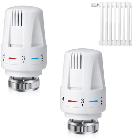 mizikuu 2 Pezzi Valvola Termostatica per Filettatura M30 x 1.5, Testa Termostatica per Radiatore con Manopola di Regolazione Termostato Per Radiatori Caloriferi per Scuole ed Edifici Adibiti a Uffici