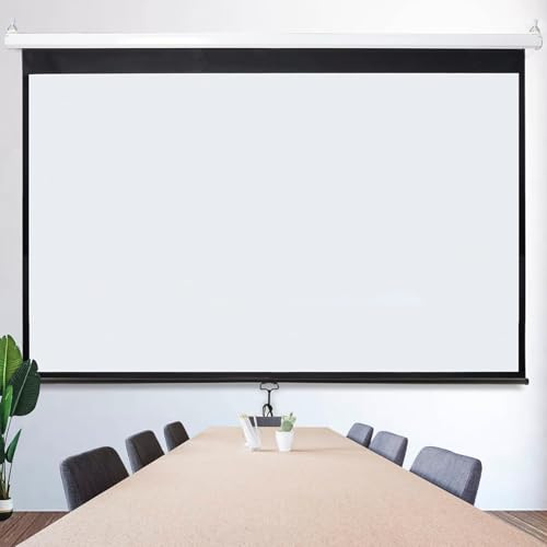 Écran De Projection Manuel - 60/72 Pouces Écran Vidéoprojecteur, Pour Home Cinéma Bureau Entreprise, 1:1 4K 3D HD Gain 2.5, Fixation Mur Ou Plafond, Avec Verrouillage Automatique(60inch 16:9)