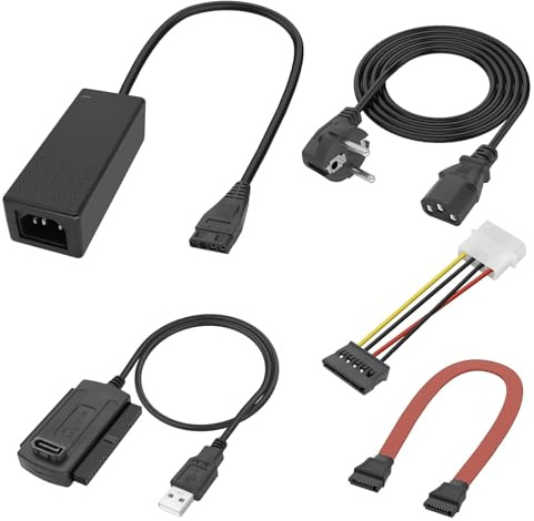 GERUI 1 juego de adaptadores SATA PATA IDE a USB 2.0 para disco duro SSD / CD-ROM / CD-RW / DVD-ROM de 2,5 pulgadas / 3,5 con cable de alimentación para ordenadores portátiles de sobremesa