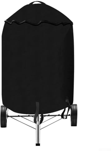Cubierta para parrilla de barbacoa al aire libre 210D impermeable, protector solar negro redondo para parrillas de hervidor con asas, tela Oxford resistente al viento (70 x 70 cm)