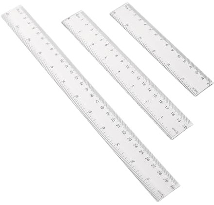 AJKQNMA 3 Stück Transparente Kunststofflineale Bruchsicher, Lineal Set 15cm 20cm 30cm mit Doppelskala cm/Zoll, Präzise Messlineale für Schule Büro Zuhause