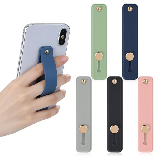DOPENSPI 5PCS Phone Grip for Back of Phone, Telescopic Phones Loop Finger Holder Silicone Phones Finger Holder Grip Universal Kickstand for Most Smartphones