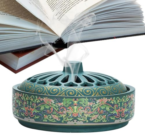 Bruciatore di incenso in ceramica – Base pesante da 1000 g, costruzione stabile, porta incenso a spirale con flusso preciso, bruciatori per controllo della brace, decorazione per meditazione zen, per