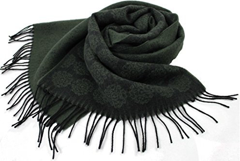 Rotfuchs Schal Webschal Jacquard modisch grün 100% Wolle (Merino)