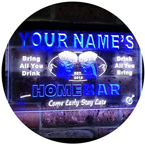 ADVPRO Personalized Your Name Custom Home Bar Beer Est. Year Dual Color LED Barlicht Neonlicht Lichtwerbung Neon Sign White & Blue 300mm x 210mm st6s32-p-tm-wb