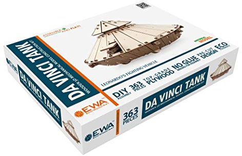 EWA Eco-Wood-Art EWA EcoWoodArt 3D Holzpuzzle für Jugendliche und Erwachsene-Mechanischer Panzer T-34 Modell-DIY-Bausatz, Da Vinci Fahrzeug, Selbstmontage, kein Kleber erforderlich