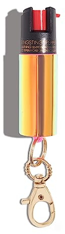 Pepper Spray Maximum Strength Self Defense Keychain for Women, 12-Foot Spray Range & UV Dye - Holographic