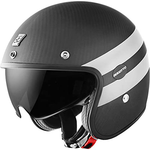 Bogotto V587 Crono Carbon Jethelm, schwarz matt/weiß, XL