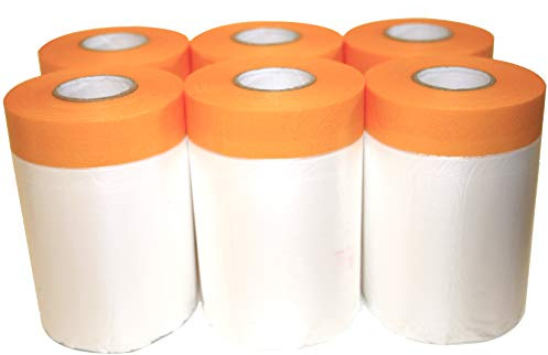 6x Masker avec ruban de masquage – Ruban adhésif de masquage avec bâche de protection en plastique – Dimensions: 550mm x 25m | klebemeister.eu