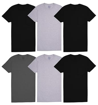 Fruit of the Loom Mens Eversoft Cotton Short Sleeve Pocket T-Shirts, Breathable & Tag Free Underwear, 6 Pack - Colors May Vary, Medium US