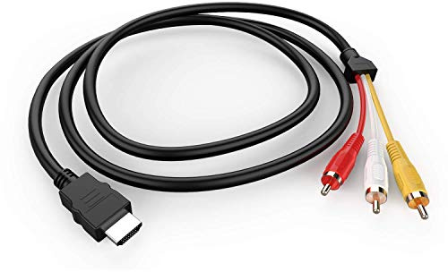 Cable HDMI a RCA, 1080P de 1,5 m HDMI macho a 3-RCA de vídeo, audio, AV, cable adaptador para TV, HDTV, DVD