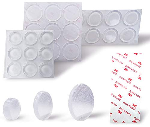 Uni-Fine Patin Silicone, Anti-Bruit Butées Patins de Protection Caoutchouc Auto-Adhésif Tampon Transparent Pieds Antidérapant pour Porte Placard, Cuisine, Salle de Bain, Bureau (3 Tailles - 30 pcs)