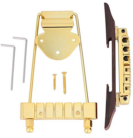 Guitar Bridge Saitenhalter Palisander Base Bridge Schraubenschl¡§1ssel f¡§1r 6 saitige LP oder SG Jazz Gitarre(Gold) , Spielzubeh?r