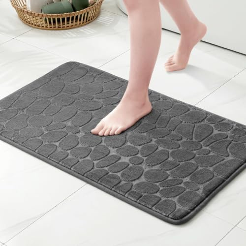 MIULEE Badezimmerteppich Memoryschaum Badematte Badteppich Schwarz 50x80cm | Wasserabsorbierend Duschvorleger Teppich Badvorleger Duschmatte Deko Fussmatte rutschfeste Matte für Badezimmer Wohnzimmer