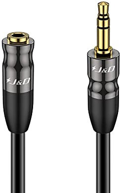 J&D Cavo Prolunga 1,8M Audio Jack 3,5mm Cavo Audio Stereo AUX da 3,5 mm (1/8) Maschio a Femmina Cuffie Prolunga Compatibile per iPad, Tablet, iPod, MP3, Placcato Oro Guscio in Rame
