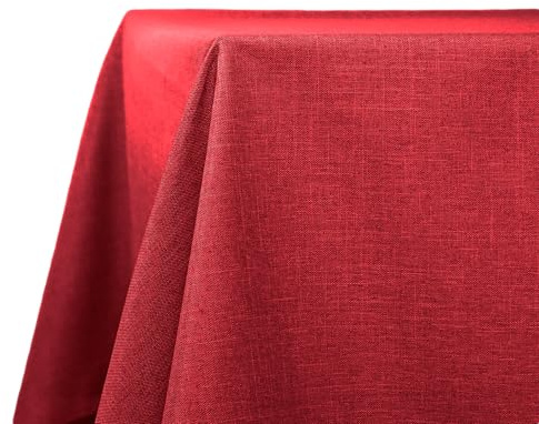 Decomira Tischdecke wasserabweisend Leinen-Optik - Fleckschutz, abwaschbar - Garten-Tischdecke Outdoor, Tischtuch Esstisch - Rot - 90x90 cm