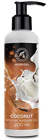 Sinnliches Massageöl Kokos 200 ml - Körperöl mit Mandelöl und Kokosöl - Exotisches Aroma - Massageöl für Paare - Körperpflege Öl - Hautpflege - Kissable Massage Öl
