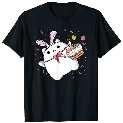 Frohe Ostern Niedliche Häschen Katze Eier Korb Männer Frauen Lustig T-Shirt