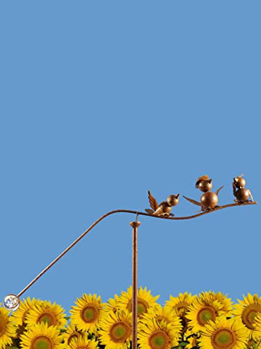 POMMERNTRAUM ® | Windspiel Vogelwippe Gartenpendel Gartenstecker Gartendekoration Gartenkunst Metall Metallwindspiel Prof. Dr. Vogel + Seine Familie (Familie Piepmatz)