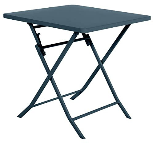 Hespéride - Table de Jardin Pliante Carrée Greensboro Pétrole - 2 Places - Acier Traité Epoxy Traitement Antirouille Renforcé