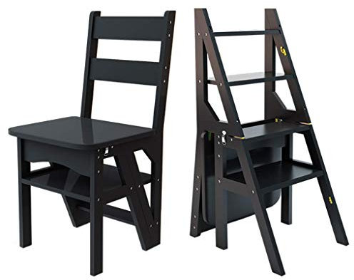 Collic Taburete de Paso Plegable, Silla Alta Asientos de Escalera Plegable Escalera de Madera Estante de la Escalera de Madera de Madera Sólida Escalada de Doble Uso Estantería Plegable Banco de Zapat