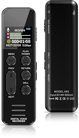 XIXITPY 64GB Registratore Vocale Professionale per 60 Ore di Registrazione Continua e Attivazione Vocale, Registratore Audio per Riunioni Lezioni Interviste