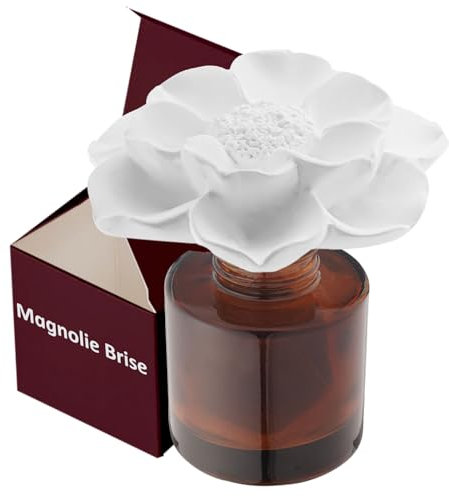 Earffloz ätherisches Öl und Diffusor Geschenkset, Magnolie Brise (1.7 FL.oz|50ml), 60-Tage natürlicher Duftmischung Lufterfrischer Hausgeruch dekorativer Raumduft Gipsblüte Arôme Duftspender
