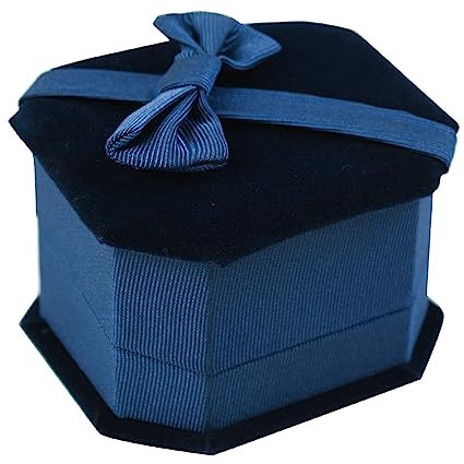 1Stück Edles Ringetui Samt Ringbox Ringkästchen Ringschachtel Ehering Box Ringschatulle Geschenkbox Schmuckkästchen Blau für Hochzeit Vorschlag Verlobung Zeremonie Valentinstag (6*6.5*4cm)