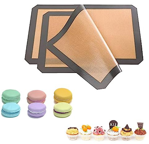 Eabdice 2 Stück Dauerbackfolie, Dauerbackfolie für Backofen, Leicht zu reinigende Teigmatte, für Backöfen, Mikrowellen, Esstische, Kühlschränke