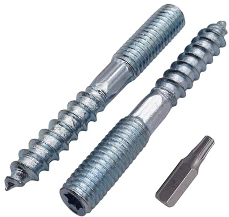 SKIR'CO (10 Stück) Stockschrauben M8 x 60 mm, Dübelschrauben mit Doppelgewinde, Doppelkopfschrauben