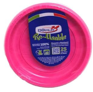 TEKHOME Piatti Plastica frutta,25/50/75/100/125/150 Pezzi piatti plastica colorati lavabili e riutilizzabili Rotondi per Compleanno,Festa, Matrimonio,Fai da Te Fatti a Mano (FUCSIA, 50)