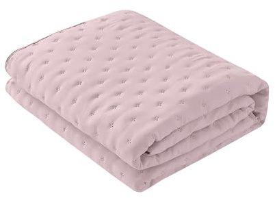 IlGruppone Copriletto Trapuntato Soft Matrimoniale Trapuntino Tinta Unita Due Piazze Coperta Leggera Primavera Estate Trapunta Leggera Sofficissimo - Lilla