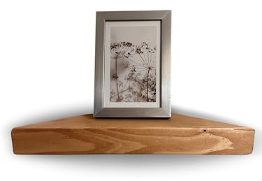 Kleines hangefertigtes Eckregal Holz ∣ schwebend für Büro, Kinderzimmer, Küche und Wohnzimmer ∣ Länge von 24 cm x 24 cm ∣ Eckregal klein, Eckregal Wand, Küchen Eckregal, Regal hängend, Wandregal Ecke