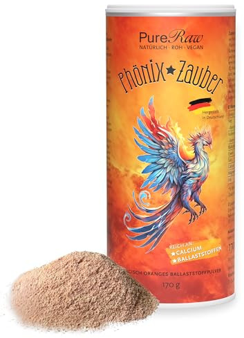 Phönix Zauber Ballaststoffe Pulver mit Kalziumalge & Baobab Frucht - Leicht Löslich, Reguliert den Blutzucker, Reich an Kalzium, für eine Ballaststoffreiche Ernährung |PureRaw 170g