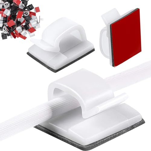 SSKHE 60 clip per cavi autoadesive, per la gestione dei cavi, colore bianco e nero, trasparente, ganci per cavi, organizer per scrivania, parete, ufficio, casa, luci natalizie