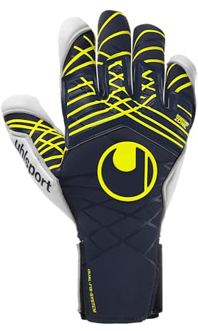uhlsport Fußball Torwarthandschuhe Prediction Absolutgrip Skin Cut, 8.5, Marine/weiß/Fluo gelb