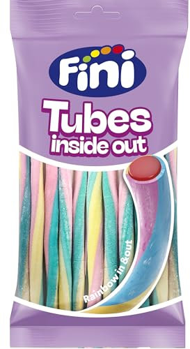 Fini Finipalo Tubes Insideout | Regaliz de Fresa Cubierto de Nube de Colores | Bolsa de 125 gr.