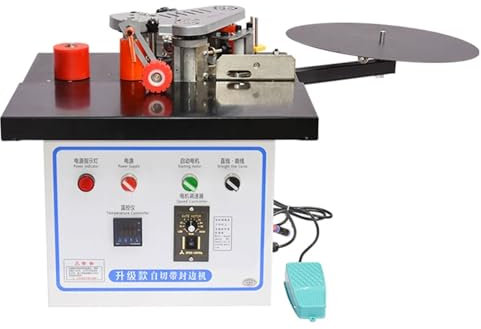 Máquina for enchapar cantos, enchapadora de cantos portátil for carpintería de 1200 W,máquina for enchapar cantos con control de velocidad,ancho de enchapado de 6 a 60 mm, encolado de doble cara recto
