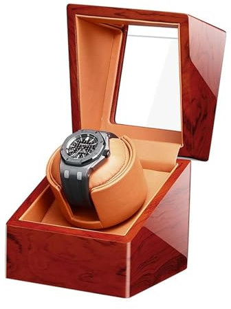 PAHION Uhrenbeweger Für Automatikuhren Single Wristwatch Uhrenbeweger Box Mit Leisem Motor Und 5 Rotationsmodi Batteriebetrieb Oder Netzteil(A)