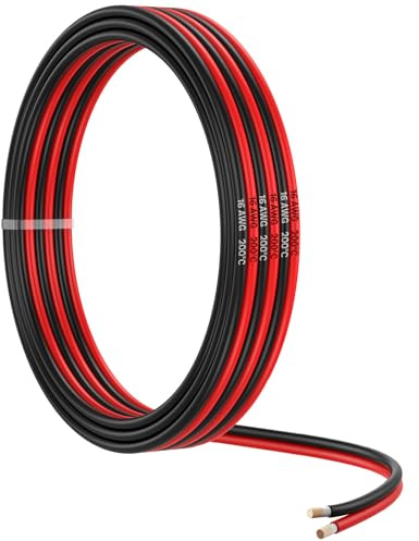 MMOBIEL Fil Électrique Parallèle 16 AWG – 16 Gauge 5m / 16.4ft - Câble en Cuivre Étamé – 2 Conducteur pour Fil Automobile - Bandes LED, Fil Audio/Haut-parleur, Eclairage Paysage Basse Tension, Lampes
