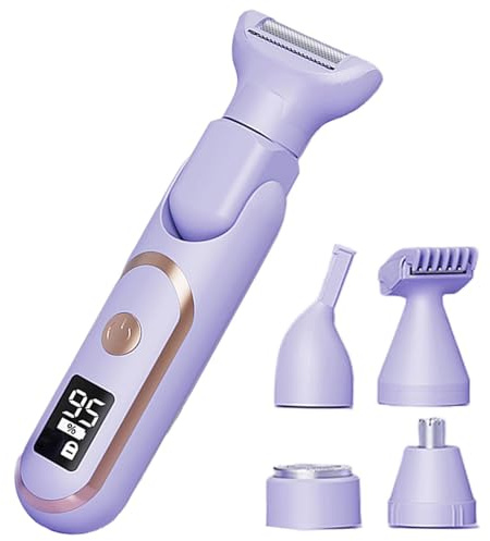 Rasoio per capelli pubici da donna, 5 in 1, per rimuovere del viso, rasoi per il corpo, bikini | Set di depilazione ricaricabile con teste sostituibili per tutto il corpo | per il corpo, bikini | Set di depilazione ricaricabile con teste sostituibili per tutto il corpo