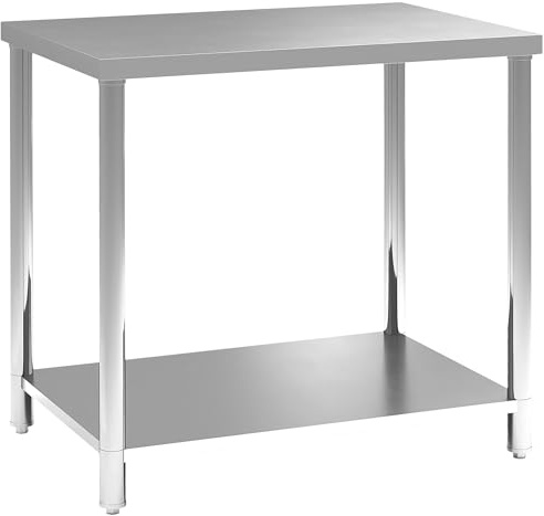 HOMCOM Table de Travail à 2 Étagères Charge 100 kg 90 x 60 x 86 cm Argenté