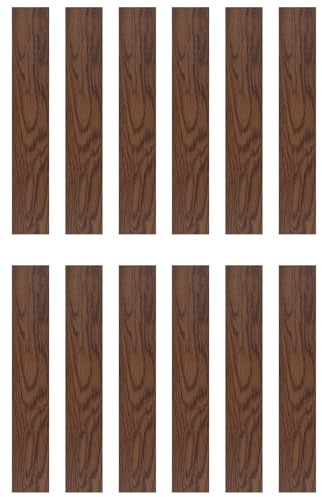 sourcing map 12pcs Peel and Stick Floor Tile 36 x 6 Self Adhesive PVC Wood Grain Flooring Waterproof Coffee Oak Style Plank Flooring for Bedroom Living Room, Coffee
