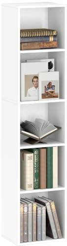 HOMCOM Bücherregal, Regal mit 5 Ebenen, mit Verstellbare Ablage, Weiß | Aufbewahrungsregal, für Wohnzimmer, Schlafzimmer